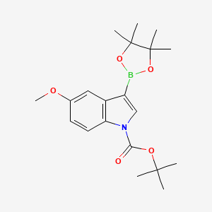 tert-Butyl 5-methoxy-3-(4,4,5,5-tetramethyl-1,3,2-dioxaborolan-2-yl)-1H-indole-1-carboxylate chemical structure (CAS 1256359-99-5)