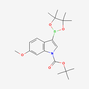 tert-Butyl 6-methoxy-3-(4,4,5,5-tetramethyl-1,3,2-dioxaborolan-2-yl)-1H-indole-1-carboxylate chemical structure (CAS 1256360-00-5)