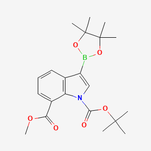 1-tert-Butyl 7-methyl 3-(4,4,5,5-tetramethyl-1,3,2-dioxaborolan-2-yl)-1H-indole-1,7-dicarboxylate chemical structure (CAS 1256360-02-7)