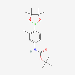 tert-Butyl (3-methyl-4-(4,4,5,5-tetramethyl-1,3,2-dioxaborolan-2-yl)phenyl)carbamate chemical structure (CAS 1256360-04-9)