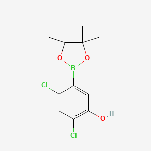 2,4-Dichloro-5-(4,4,5,5-tetramethyl-1,3,2-dioxaborolan-2-yl)phenol chemical structure (CAS 1256360-32-3)