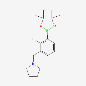 1-(2-Fluoro-3-(4,4,5,5-tetramethyl-1,3,2-dioxaborolan-2-yl)benzyl)pyrrolidine chemical structure (CAS 1256360-38-9)