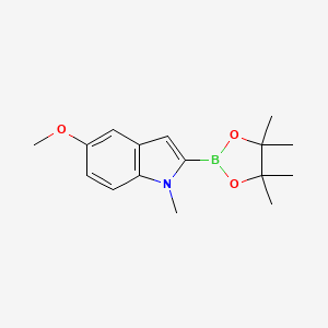 5-Methoxy-1-methyl-2-(4,4,5,5-tetramethyl-1,3,2-dioxaborolan-2-yl)-1H-indole chemical structure (CAS 1256360-41-4)