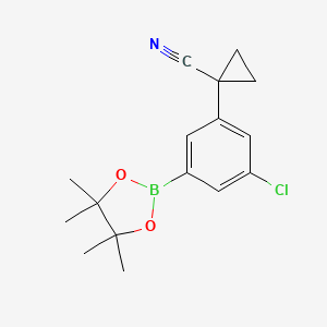 1-(3-Chloro-5-(4,4,5,5-tetramethyl-1,3,2-dioxaborolan-2-yl)phenyl)cyclopropanecarbonitrile chemical structure (CAS 1256360-48-1)