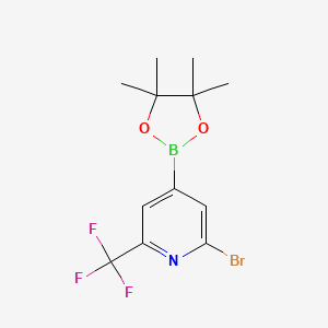 2-Bromo-4-(4,4,5,5-tetramethyl-1,3,2-dioxaborolan-2-yl)-6-(trifluoromethyl)pyridine chemical structure (CAS 1256360-49-2)