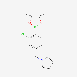 1-(3-Chloro-4-(4,4,5,5-tetramethyl-1,3,2-dioxaborolan-2-yl)benzyl)pyrrolidine chemical structure (CAS 1256360-54-9)