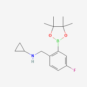 N-(4-Fluoro-2-(4,4,5,5-tetramethyl-1,3,2-dioxaborolan-2-yl)benzyl)cyclopropanamine chemical structure (CAS 1256360-58-3)