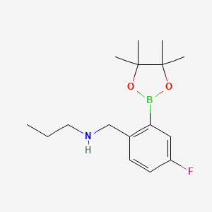 N-(4-Fluoro-2-(4,4,5,5-tetramethyl-1,3,2-dioxaborolan-2-yl)benzyl)propan-1-amine chemical structure (CAS 1256360-59-4)