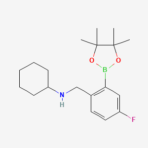 N-(4-Fluoro-2-(4,4,5,5-tetramethyl-1,3,2-dioxaborolan-2-yl)benzyl)cyclohexanamine chemical structure (CAS 1256360-60-7)