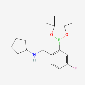 N-(4-Fluoro-2-(4,4,5,5-tetramethyl-1,3,2-dioxaborolan-2-yl)benzyl)cyclopentanamine chemical structure (CAS 1256360-61-8)