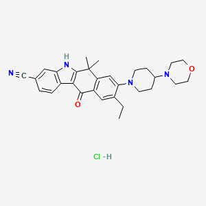 9-Ethyl-6,6-dimethyl-8-(4-morpholin-4-ylpiperidin-1-yl)-11-oxo-5H-benzo[B]carbazole-3-carbonitrile,hydrochloride chemical structure (CAS 1256589-74-8)