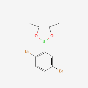 2-(2,5-Dibromophenyl)-4,4,5,5-tetramethyl-1,3,2-dioxaborolane chemical structure (CAS 1256781-64-2)