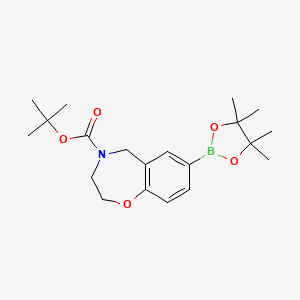 tert-Butyl 7-(4,4,5,5-tetramethyl-1,3,2-dioxaborolan-2-yl)-2,3-dihydrobenzo[f][1,4]oxazepine-4(5H)-carboxylate chemical structure (CAS 1256784-52-7)