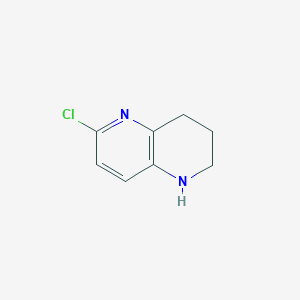 6-Chloro-1,2,3,4-tetrahydro-1,5-naphthyridine chemical structure (CAS 1256811-30-9)