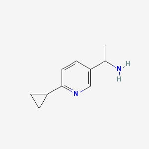 1-(6-Cyclopropylpyridin-3-yl)ethanamine chemical structure (CAS 1256821-07-4)