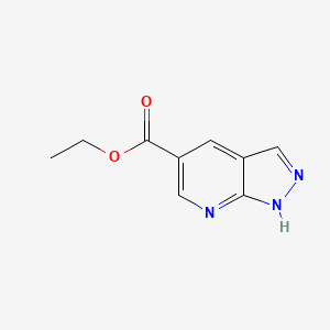 Ethyl 1H-pyrazolo[3,4-b]pyridine-5-carboxylate chemical structure (CAS 1256824-48-2)