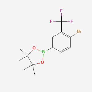 2-(4-Bromo-3-(trifluoromethyl)phenyl)-4,4,5,5-tetramethyl-1,3,2-dioxaborolane chemical structure (CAS 1256944-74-7)