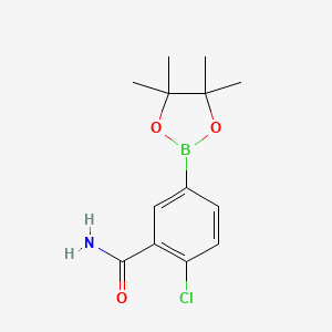 2-Chloro-5-(4,4,5,5-tetramethyl-1,3,2-dioxaborolan-2-yl)benzamide chemical structure (CAS 1256958-80-1)