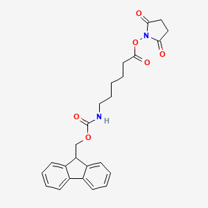 2,5-Dioxopyrrolidin-1-yl 6-((((9H-fluoren-9-yl)methoxy)carbonyl)amino)hexanoate chemical structure (CAS 125697-63-4)