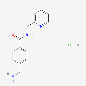 4-(Aminomethyl)-N-(pyridin-2-ylmethyl)benzamide hydrochloride chemical structure (CAS 1257585-21-9)