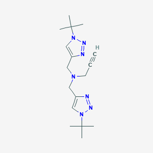 N,N-Bis((1-(tert-butyl)-1H-1,2,3-triazol-4-yl)methyl)prop-2-yn-1-amine chemical structure (CAS 1257633-68-3)