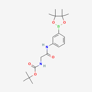 tert-Butyl (2-oxo-2-((3-(4,4,5,5-tetramethyl-1,3,2-dioxaborolan-2-yl)phenyl)amino)ethyl)carbamate chemical structure (CAS 1257651-17-4)