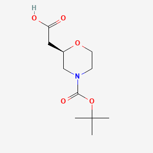 (R)-2-(4-(tert-Butoxycarbonyl)morpholin-2-yl)acetic acid chemical structure (CAS 1257848-48-8)