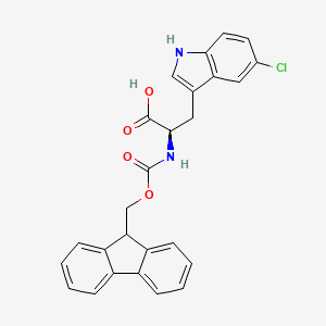 (R)-2-((((9H-Fluoren-9-yl)methoxy)carbonyl)amino)-3-(5-chloro-1H-indol-3-yl)propanoic acid chemical structure (CAS 1257856-10-2)