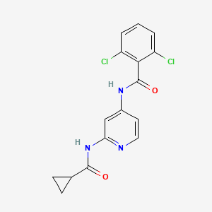 2,6-Dichloro-N-(2-(cyclopropanecarboxamido)pyridin-4-yl)benzamide chemical structure (CAS 1258292-64-6)