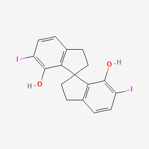 (S)-6,6'-Diiodo-2,2',3,3'-tetrahydro-1,1'-spirobi[indene]-7,7'-diol chemical structure (CAS 1258326-97-4)