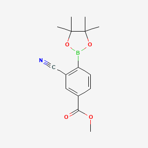 Methyl 3-cyano-4-(4,4,5,5-tetramethyl-1,3,2-dioxaborolan-2-yl)benzoate chemical structure (CAS 1258963-20-0)