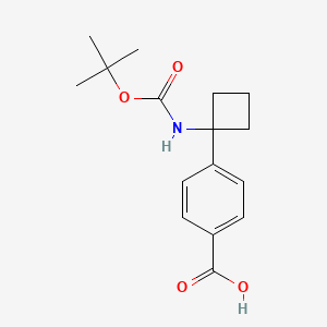 4-(1-((tert-Butoxycarbonyl)amino)cyclobutyl)benzoic acid chemical structure (CAS 1259223-99-8)