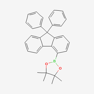 2-(9,9-Diphenyl-9H-fluoren-4-yl)-4,4,5,5-tetramethyl-1,3,2-dioxaborolane chemical structure (CAS 1259280-37-9)