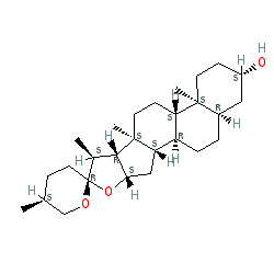 (2aR,2'R,4S,5'S,6aS,6bS,8aS,8bR,9S,11aS,12aS,12bR)-5',6a,8a,9-Tetramethyldocosahydrospiro[naphtho[2',1':4,5]indeno[2,1-b]furan-10,2'-pyran]-4-ol chemical structure (CAS 126-19-2)