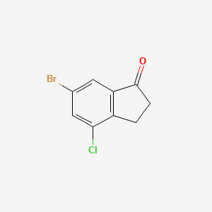 6-Bromo-4-chloro-2,3-dihydro-1H-inden-1-one chemical structure (CAS 1260017-17-1)