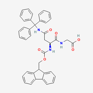 (S)-2-(2-((((9H-Fluoren-9-yl)methoxy)carbonyl)amino)-4-oxo-4-(tritylamino)butanamido)acetic acid chemical structure (CAS 1260093-07-9)