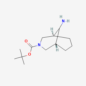 rel-(1R,5S,9s)-tert-Butyl 9-amino-3-azabicyclo[3.3.1]nonane-3-carboxylate chemical structure (CAS 1260230-92-9)
