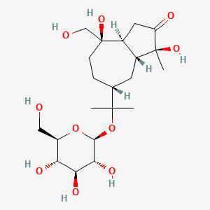 (1S,3aS,4R,7R,8aR)-1,4-Dihydroxy-4-(hydroxymethyl)-1-methyl-7-(2-(((2S,3R,4S,5S,6R)-3,4,5-trihydroxy-6-(hydroxymethyl)tetrahydro-2H-pyran-2-yl)oxy)propan-2-yl)octahydroazulen-2(1H)-one chemical structure (CAS 126054-77-1)