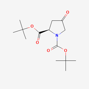 (R)-Di-tert-butyl 4-oxopyrrolidine-1,2-dicarboxylate chemical structure (CAS 1260591-66-9)