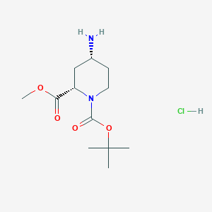 1-(tert-Butyl) 2-methyl (2S,4R)-4-aminopiperidine-1,2-dicarboxylate hydrochloride chemical structure (CAS 1260593-66-5)