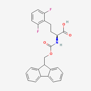 (S)-2-((((9H-Fluoren-9-yl)methoxy)carbonyl)amino)-4-(2,6-difluorophenyl)butanoic acid chemical structure (CAS 1260594-30-6)