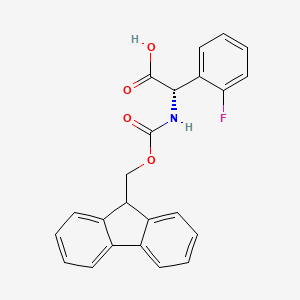 (S)-2-((((9H-Fluoren-9-yl)methoxy)carbonyl)amino)-2-(2-fluorophenyl)acetic acid chemical structure (CAS 1260605-81-9)
