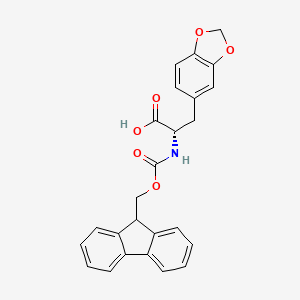(S)-2-((((9H-Fluoren-9-yl)methoxy)carbonyl)amino)-3-(benzo[d][1,3]dioxol-5-yl)propanoic acid chemical structure (CAS 1260609-75-3)