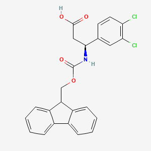 (S)-3-((((9H-Fluoren-9-yl)methoxy)carbonyl)amino)-3-(3,4-dichlorophenyl)propanoic acid chemical structure (CAS 1260615-83-5)