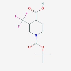 1-(tert-Butoxycarbonyl)-3-(trifluoromethyl)piperidine-4-carboxylic acid chemical structure (CAS 1260649-60-2)