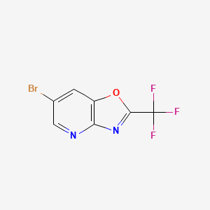 6-Bromo-2-(trifluoromethyl)oxazolo[4,5-b]pyridine chemical structure (CAS 1260656-87-8)