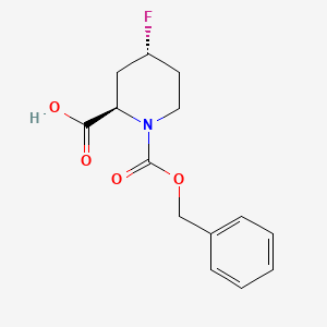 Rel-(2R,4R)-1-((benzyloxy)carbonyl)-4-fluoropiperidine-2-carboxylic acid chemical structure (CAS 1260664-87-6)