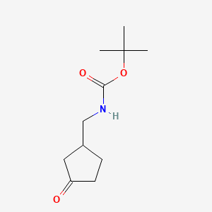 tert-Butyl ((3-oxocyclopentyl)methyl)carbamate chemical structure (CAS 1260674-55-2)