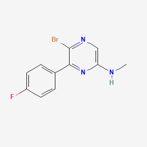 5-Bromo-6-(4-fluorophenyl)-N-methylpyrazin-2-amine chemical structure (CAS 1260825-10-2)