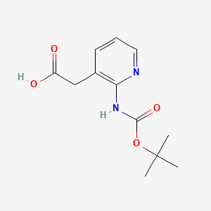 2-(2-((tert-Butoxycarbonyl)amino)pyridin-3-yl)acetic acid chemical structure (CAS 1260880-17-8)
